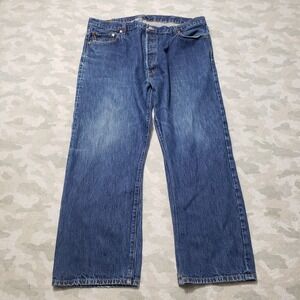 Levi's 501 Jeans 44x30 Blue Straight Leg Button Fly Pockets Denim Medium Wash